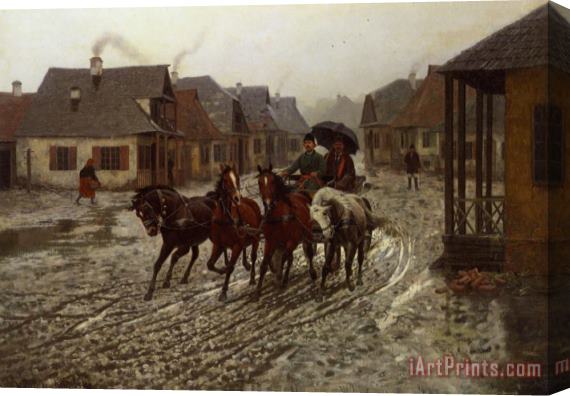 Alfred von Wierusz Kowalski A Journey in The Rain Stretched Canvas Print / Canvas Art