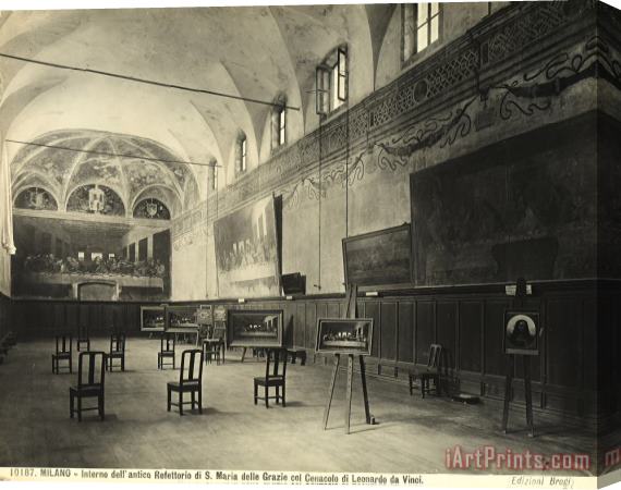Alinari Interior of the dining hall of the Church of Santa Maria delle Grazie Milan Stretched Canvas Painting / Canvas Art