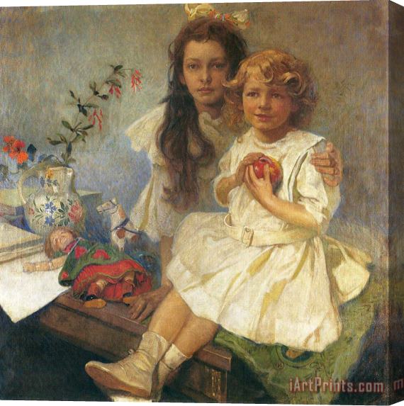 Alphonse Marie Mucha Jaroslava And Jiri The Artist's Children 1919 Stretched Canvas Print / Canvas Art