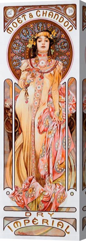 Alphonse Marie Mucha Moet Chandon Dry Imperial Stretched Canvas Painting / Canvas Art