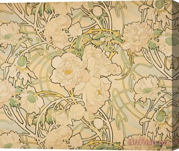 Alphonse Marie Mucha Peonies Stretched Canvas Print / Canvas Art