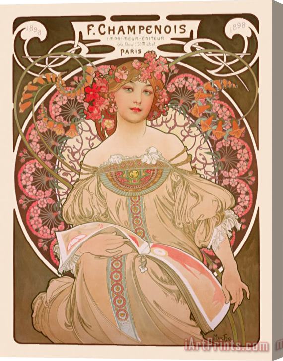 Alphonse Marie Mucha Reverie C.1897 Stretched Canvas Painting / Canvas Art