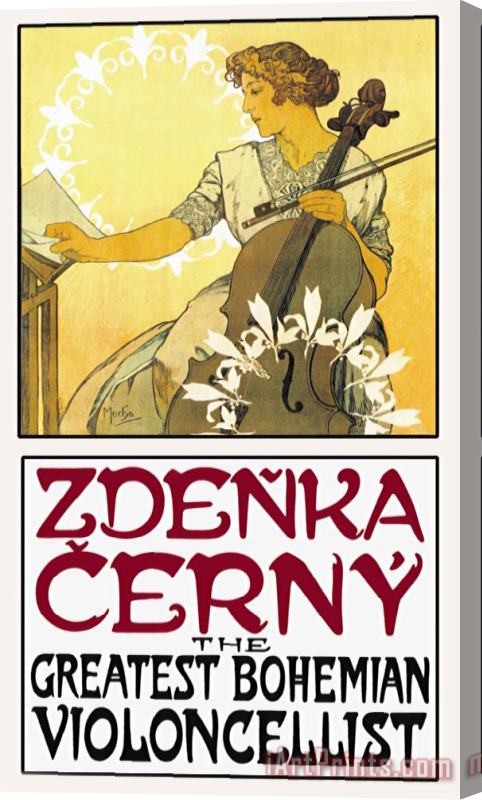 Alphonse Marie Mucha Zdenka Cerny The Greatest Bohemian Violoncellist Stretched Canvas Print / Canvas Art
