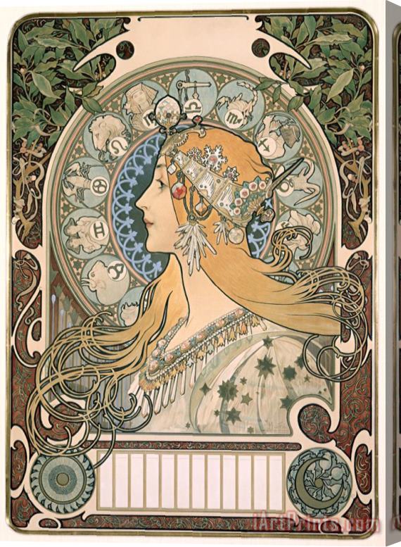Alphonse Marie Mucha Zodiac Stretched Canvas Painting / Canvas Art