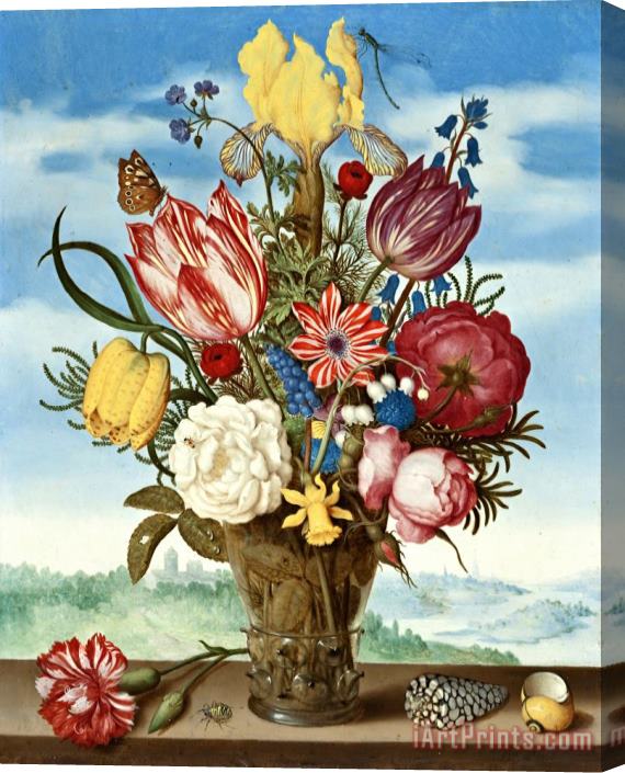 Ambrosius Bosschaert the Elder Bouquet of Flowers on a Ledge Stretched Canvas Print / Canvas Art