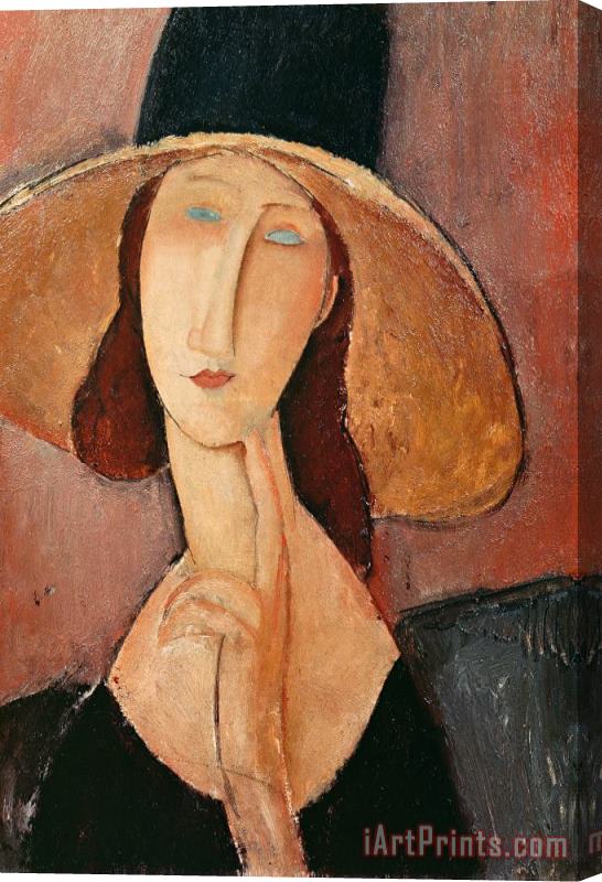 Amedeo Modigliani Portrait of Jeanne Hebuterne in a large hat Stretched Canvas Print / Canvas Art