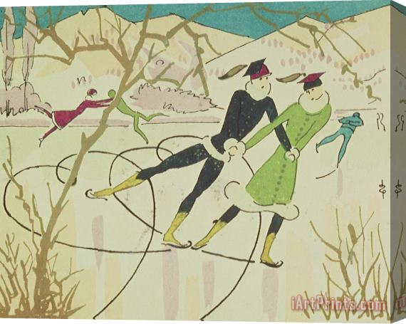 American School Figure Skating  Christmas Card Stretched Canvas Print / Canvas Art