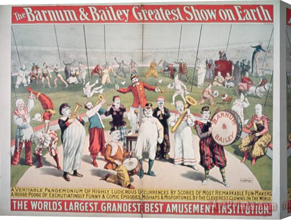 American School Poster advertising the Barnum and Bailey Greatest Show on Earth Stretched Canvas Print / Canvas Art