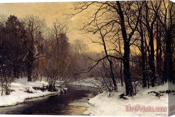 Anders Andersen-Lundby A Winter River Landscape Stretched Canvas Print / Canvas Art