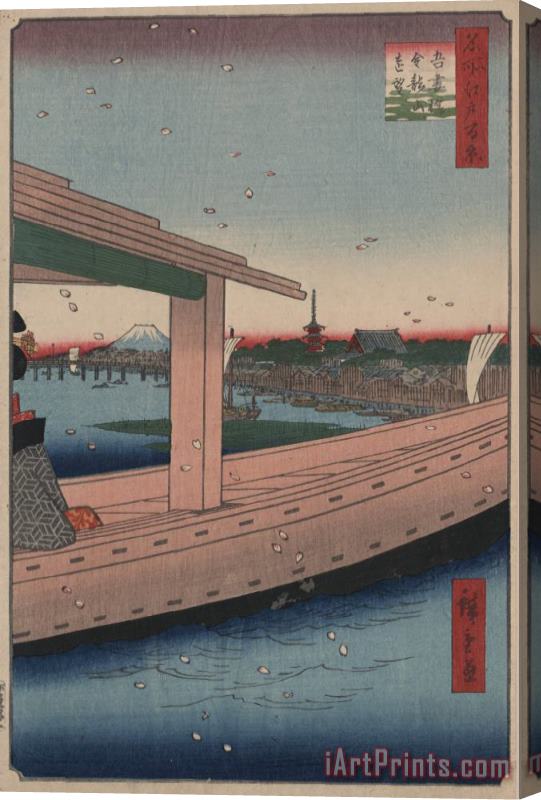 Ando Hiroshige Distant View of Kinryu Zan Temple And Azuma Bridge Stretched Canvas Print / Canvas Art