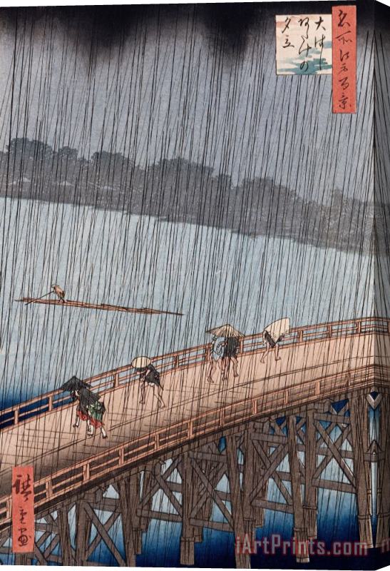 Ando Hiroshige Ohashi Sudden Shower At Atake Stretched Canvas Print / Canvas Art