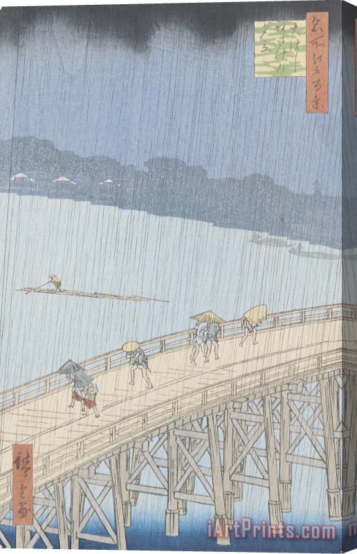 Ando Hiroshige Sudden Shower On Ohashi Bridge At Ataka Stretched Canvas Print / Canvas Art