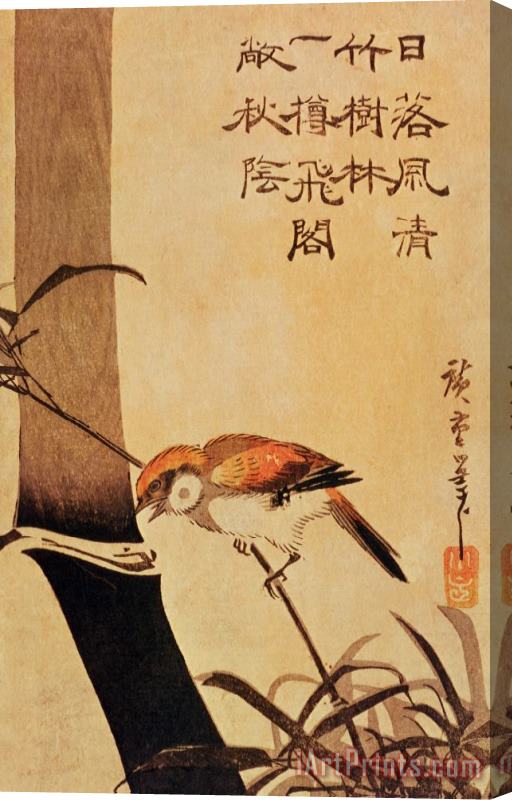 Ando or Utagawa Hiroshige Bird And Bamboo Stretched Canvas Print / Canvas Art