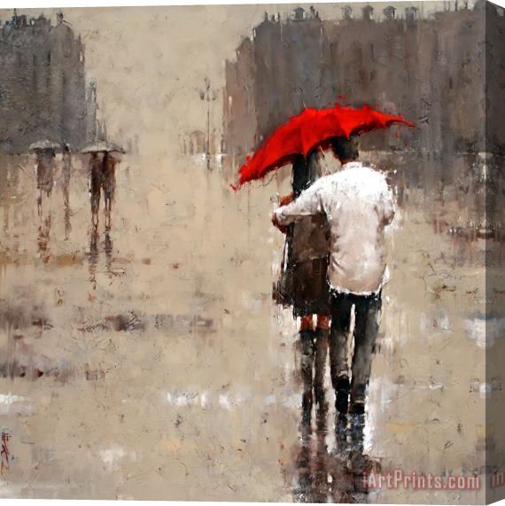 Andre Kohn Romance in The Rain Stretched Canvas Painting / Canvas Art