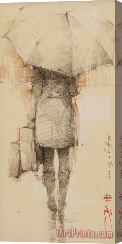 Andre Kohn Shopping in The Rain II Stretched Canvas Print / Canvas Art