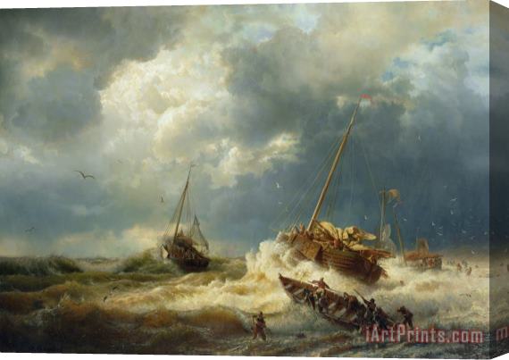 Andreas Achenbach Ships In A Storm On The Dutch Coast Stretched Canvas Painting / Canvas Art