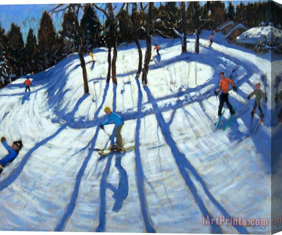 Andrew Macara Winding Trail Morzine Stretched Canvas Print / Canvas Art