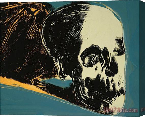 Andy Warhol Skull C 1976 Yellow on Teal Stretched Canvas Print / Canvas Art