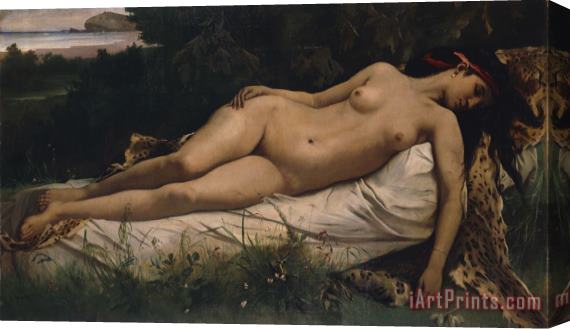 Anselm Feuerbach Recumbent Nymph Stretched Canvas Painting / Canvas Art