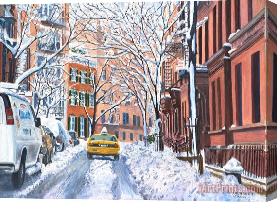 Anthony Butera Snow West Village New York City Stretched Canvas Painting / Canvas Art