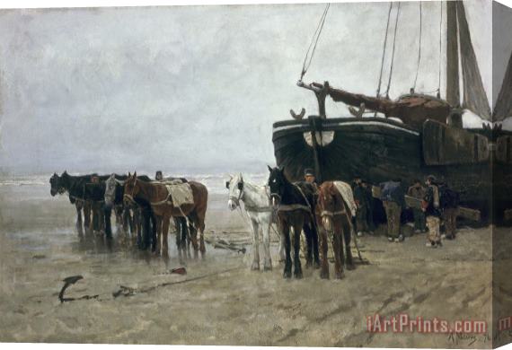 Anton Mauve Boat on the Beach at Scheveningen Stretched Canvas Painting / Canvas Art
