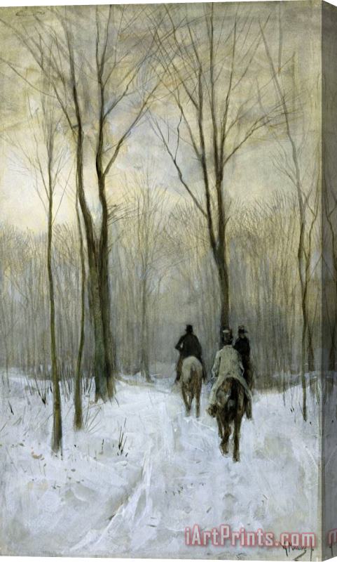 Anton Mauve Riders in The Snow in The Haagse Bos Stretched Canvas Print / Canvas Art