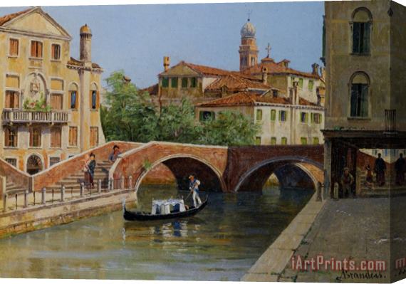 Antonietta Brandeis A Venetian Bridge Stretched Canvas Print / Canvas Art