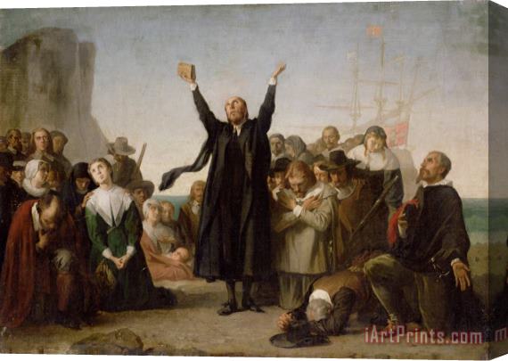 Antonio Gisbert The Arrival of the Pilgrim Fathers Stretched Canvas Print / Canvas Art