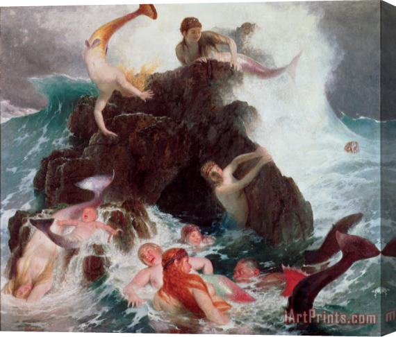 Arnold Bocklin Mermaids at Play Stretched Canvas Painting / Canvas Art