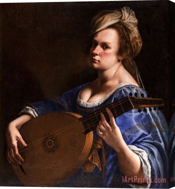 Artemisia Gentileschi Self Portrait As a Lute Player Stretched Canvas Painting / Canvas Art