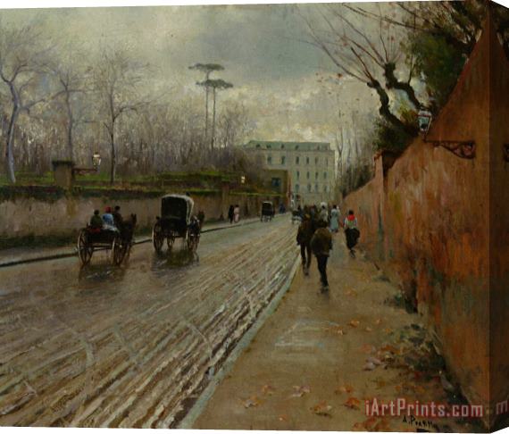 Attilio Pratella A Rainy Day in The Vomero Naples Stretched Canvas Painting / Canvas Art