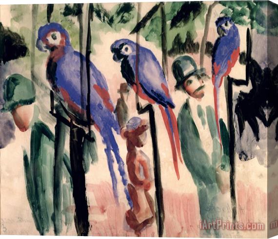 August Macke Blue Parrots Stretched Canvas Painting / Canvas Art