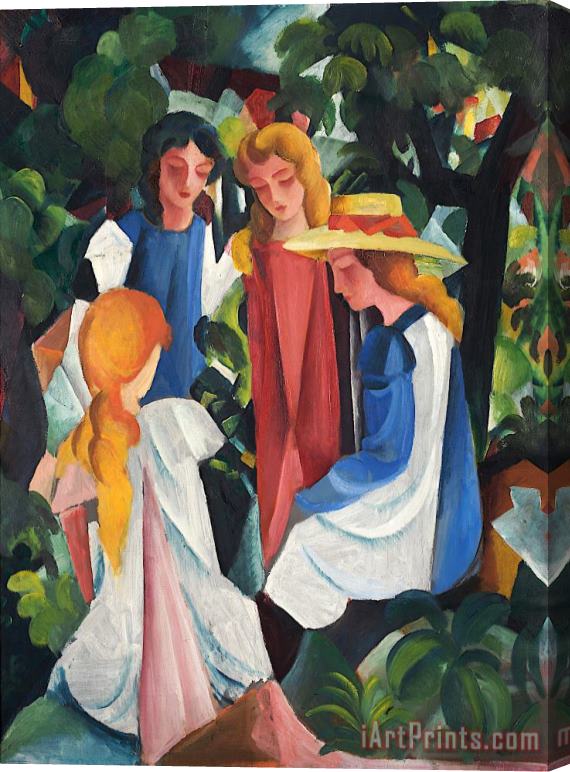 August Macke Four Girls Stretched Canvas Print / Canvas Art