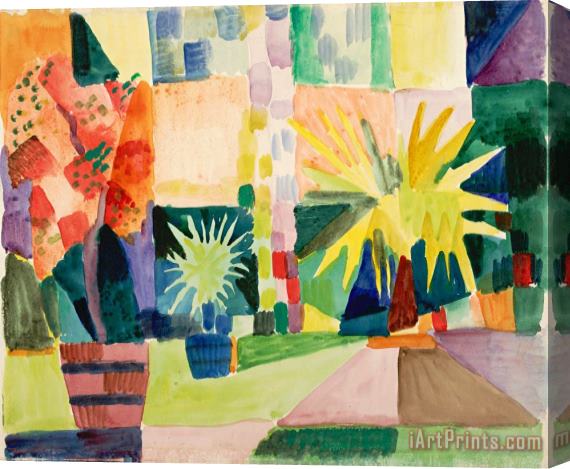 August Macke Garden on Lake Thun (pomegranate Tree And Palm in The Garden), 1914 Stretched Canvas Painting / Canvas Art
