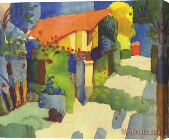 August Macke House In The Garden Stretched Canvas Print / Canvas Art