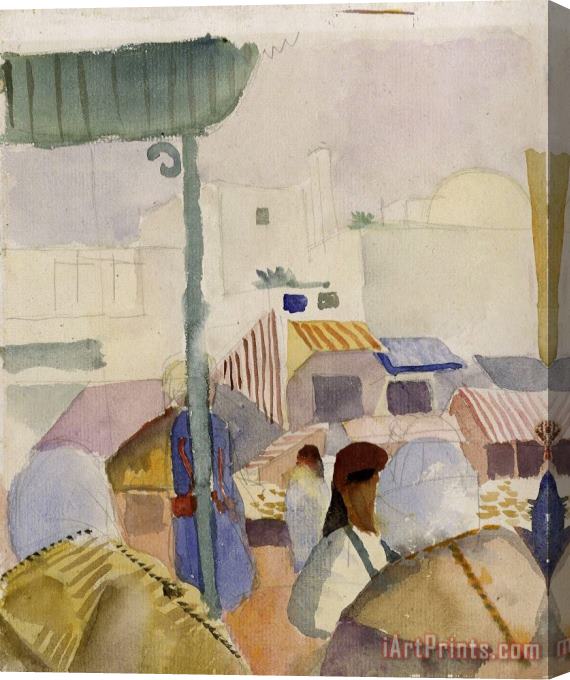 August Macke Market in Tunis II Stretched Canvas Painting / Canvas Art