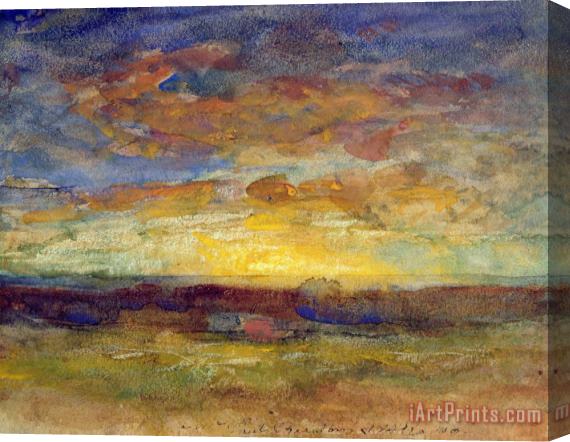 Auguste Francois Ravier Landscape with Setting Sun Stretched Canvas Print / Canvas Art