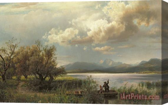 Augustus Wilhelm Leu Bayern Landscape Stretched Canvas Painting / Canvas Art