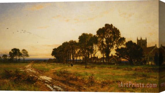 Benjamin Williams Leader The Close of Day Worvestershire Meadows Stretched Canvas Print / Canvas Art