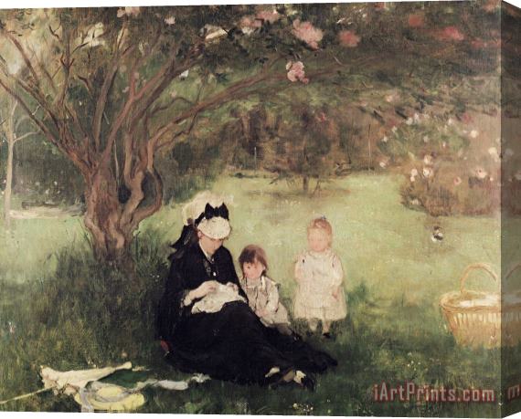 Berthe Morisot Beneath the Lilac at Maurecourt Stretched Canvas Painting / Canvas Art