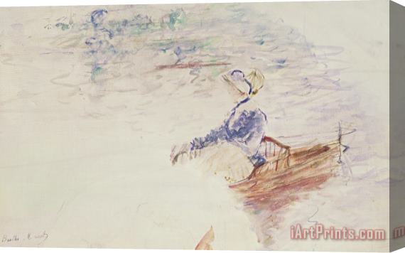 Berthe Morisot Sketch Of A Young Woman In A Boat Stretched Canvas Print / Canvas Art