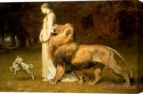 Briton Riviere Una And Lion From Spensers Faerie Queene Stretched Canvas Print / Canvas Art