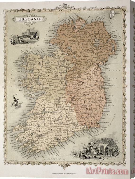 C Montague Map Of Ireland Stretched Canvas Painting / Canvas Art