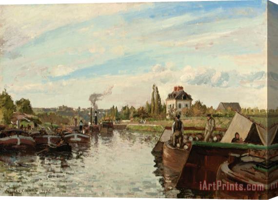 Camille Pissarro Barge on the Seine at Bougival Stretched Canvas Painting / Canvas Art