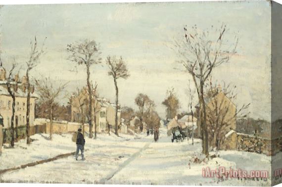 Camille Pissarro Snowy Road, Louveciennes Stretched Canvas Painting / Canvas Art