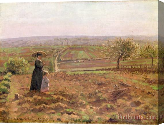Camille Pissarro The Road to Rouen Stretched Canvas Print / Canvas Art