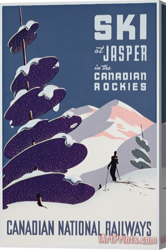 Canadian School Poster Advertising The Canadian Ski Resort Jasper Stretched Canvas Print / Canvas Art