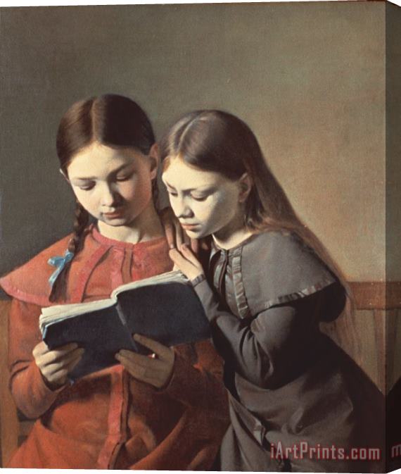 Carl Hansen Sisters Reading a Book Stretched Canvas Print / Canvas Art