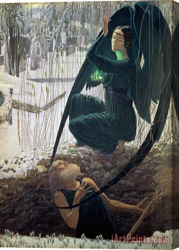 Carlos Schwabe The Death and the Gravedigger Stretched Canvas Painting / Canvas Art