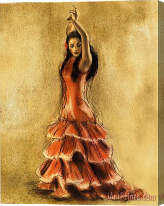 Caroline Gold Flamenco Dancer I Stretched Canvas Print / Canvas Art